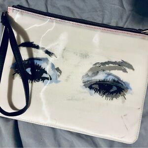 Juicy Couture White and Black Eye Print Clutch